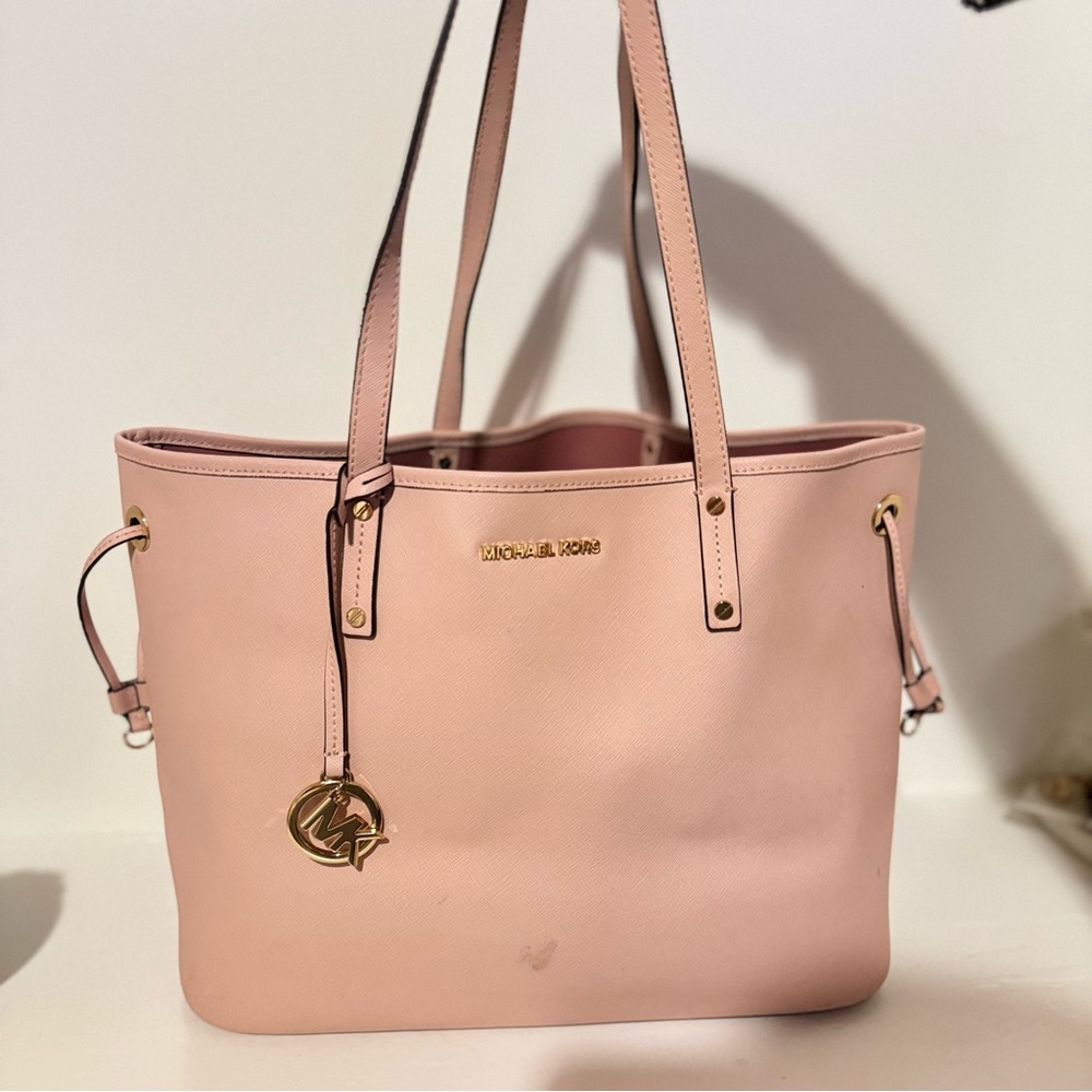 Michael Kors Jet Set Pink Reversible Leather Large Travel Tote